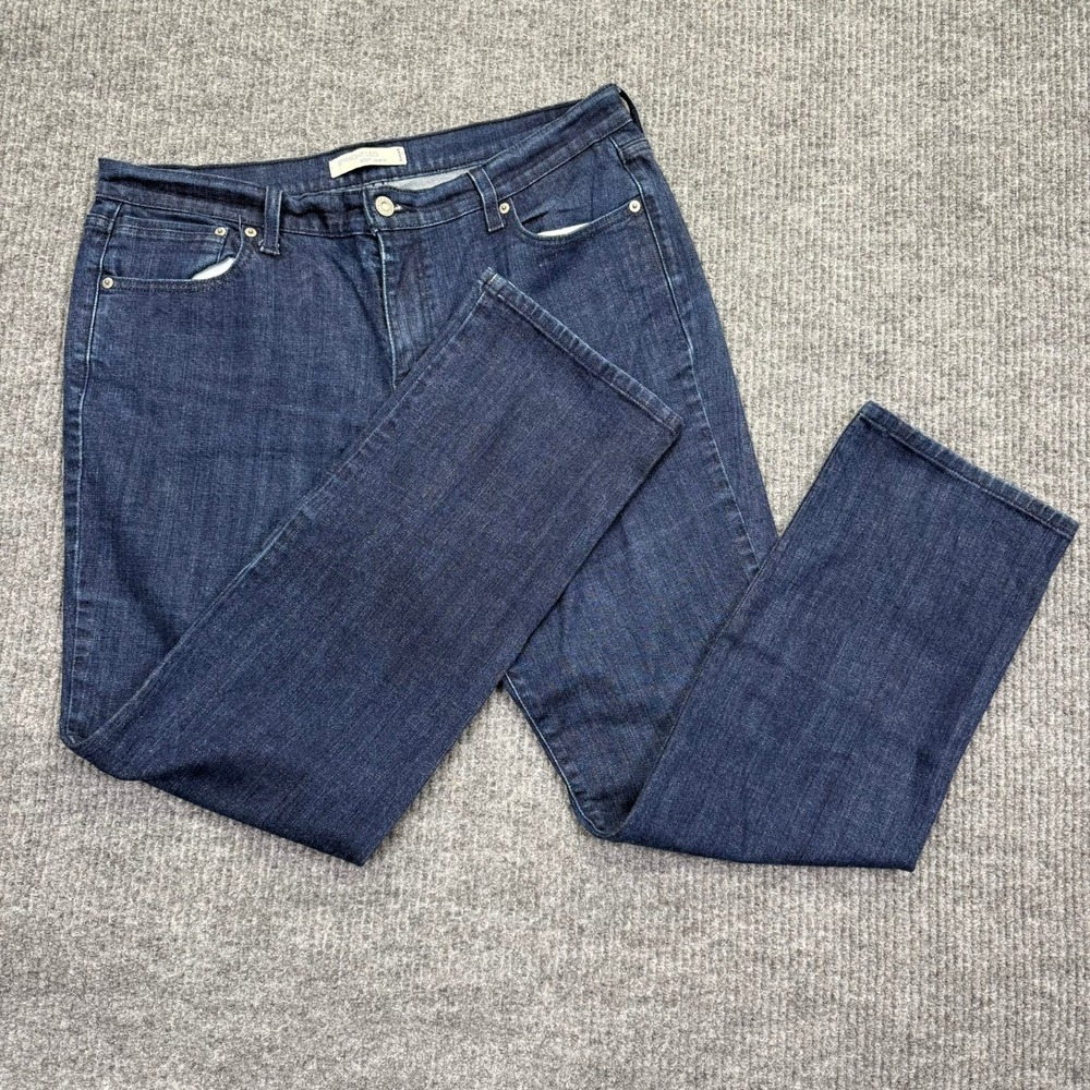 Levis 505 Straight Leg Jeans Womens 14M Dark Wash Denim Stretch